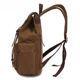 KAUKKO Retro Canvas Schoolbag Casual Satchel Backpack Multi-Functional Rucksack (Khaki)