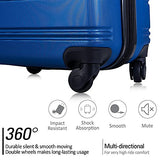 3 piece luggage set with TSA lock hard side swivel suitcase Dark Blue