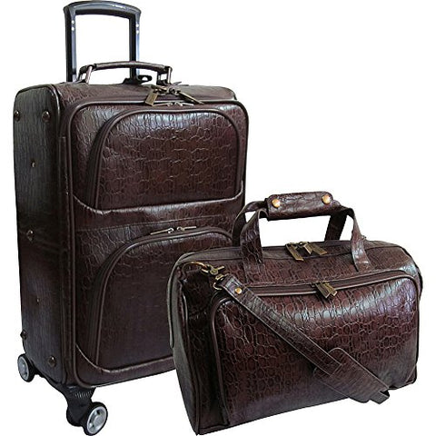 Amerileather Traveler Rock-Print Two Piece Spinner Wheels Luggage Set (Dark