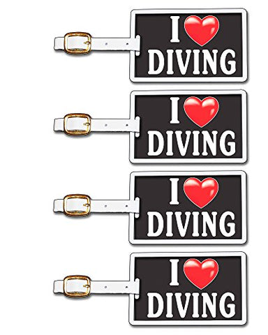 Tag Crazy I Heart Diving Four Pack, Black/White/Red, One Size