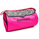 Sassi Designs Girls Pink Zebra Polka Dot Grosgrain Gymnast Medium Duffel Bag