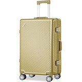 New Flieks Aluminum Frame Luggage TSA Approved Zipperless Suitcase with Spinner Wheels 20 24 28inch Available (20-Carry on, Luxury Gold)