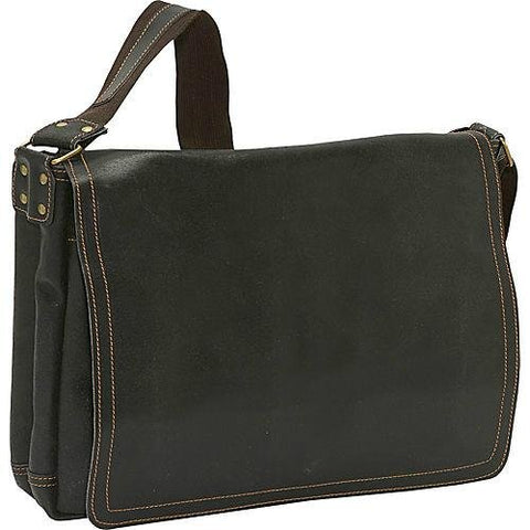 David King & Co. Leather Full Flap Laptop Messenger L Distressed, Cafe, One Size