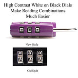 Forge Tsa Lock Purple 4 Pack - Open Alert Indicator, Easy Read Dials, Alloy Body