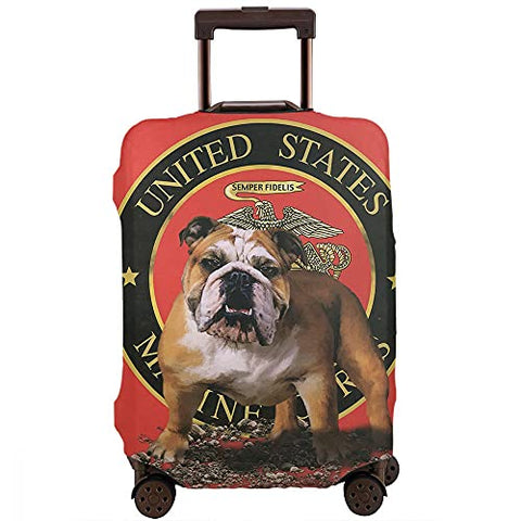 WONDERTIFY Bulldog Travel Suitcase Protector United States Semper Fidelis Elastic Washable Luggage Cover With Concealed Zipper Red Fits 29-32 Inch