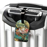 Nicokee Bass Fish Jumping Hook In River Luggage ID Tags Cards Travel ID Label Leather Baggage Airplane Labels