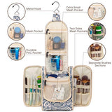 Hanging Travel Toiletry Bag Cosmetic Make up Organizer for Women and Men (Blue Leaf)