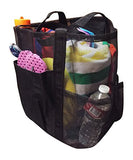 X-Large Carryall Mesh Family Beach Gym Bag Tote (Black)
