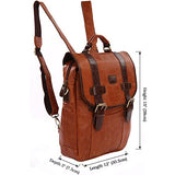 Berchirly Mens Real Cow Leather Laptop Backpack 14 Inch Travel Rucksack Brown