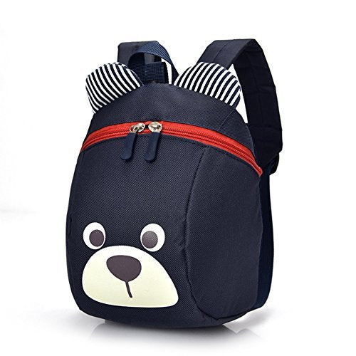Cute Bear Small Toddler Backpack With Leash Children Kids Backpack Bag for Boy Girl (dark blue)