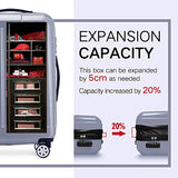 Luggage 2 Piece set Expandable Spinner Hardshell 20inch & 24inch, Silver