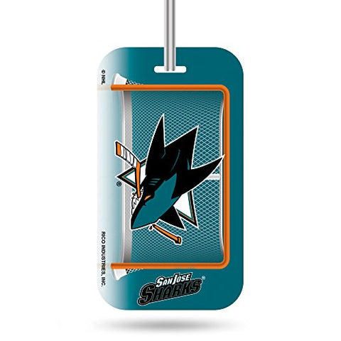 Nhl San Jose Sharks  Crystal View Team Luggage Tag, Orange, Teal, 7.5-Inches By 3-Inches By