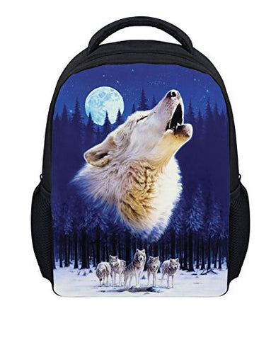 Bigcardesigns Cool Blue Wolf Backpack For Boys School Book Bag