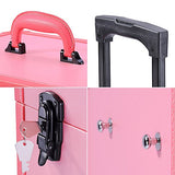 Aw Pink Rolling Makeup Case Pro Hair Stylist Barber Artists Case Multifunction Lighted Lockable