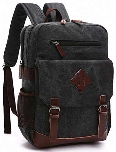 Vintage Large Canvas Backpack, Gray