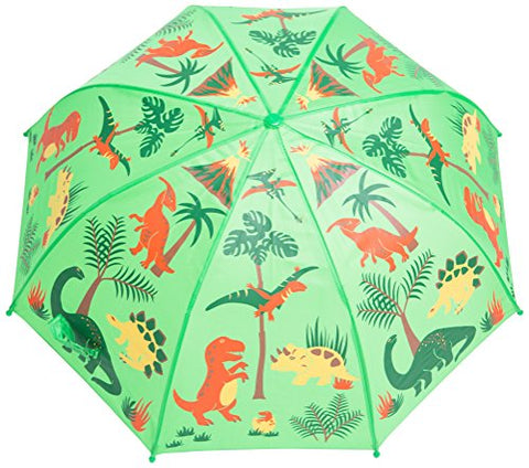 Babalu Kids Umbrella - Childrens 18 Inch Rainy Day Umbrella - Dinosaurs Green/Red