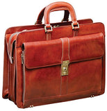 Mancini SIGNATURE Luxurious Italian Leather 17.3" Laptop Briefcase in Brown