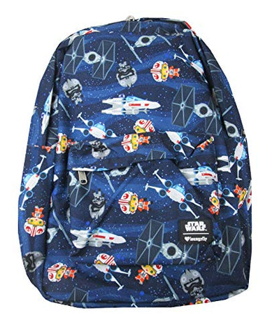 Loungefly x Star Wars Chibi Ships Allover-Print Backpack (Blue Multi, One Size)