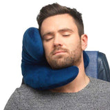 J-Pillow Travel Pillow, British Invention of The Year, 2019 Version with Increased 3D Support for Head, Chin & Neck in Any Sitting Position, Attach to Luggage - Dark Blue