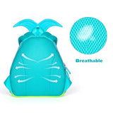 NOHOO Toddler Girl Backpack Kids Waterproof Pre School Bag Cute 3D Mermaid Children School Backpack 2-7 Years (Blue)