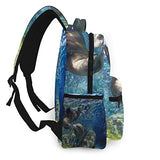 Multifunctional Casual Backpack,Blue Seal Playful California Sea Lions Zalophus Californianus Come Together For Kiss,Adult Teens College Double Shoulder Pack Travel Sports Bag Computer Notebooks