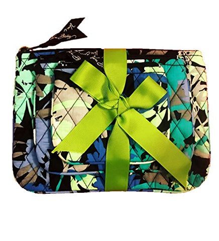 Vera Bradley Cosmetic Trio Camofloral of 3 with Solid Black Lining