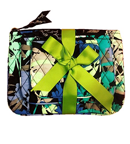 Vera Bradley Cosmetic Trio Camofloral of 3 with Solid Black Lining