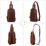 Leathario Men'S Leather Sling Bag Chest Bag One Shoulder Bag Crossbody Bag Backpack For Men