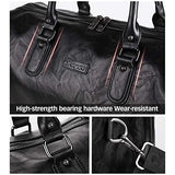 BAIGIO Men's Vintage Duffel Weekend Bag Oversize Travel Tote Faux Leather Overnight Duffle (Black)