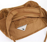 BOBILIKE Women Shoulder Bags Corduroy Bag Handbag Work Bags Schoolbag, Black