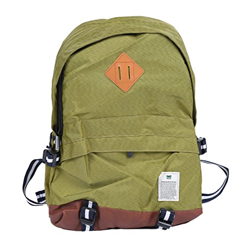Damara Womens Preppy Casual Canvas PU Spliced Computer Backpack,Lemon Green