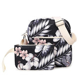 Hey Yoo Fashion High Capacity Canvas Backpack Set Cute Laptop School Bag for Teen Girls, Black