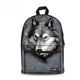 Freewander Canvas Book Bag Cute Wolf Personalized Junior High School Backpack