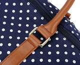 BAOSHA HB-28 Ladies Women Canvas Travel Weekender Bag Overnight Carry-on Shoulder Duffel Tote Bag (Blue Dot)