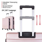 4 Piece Luggage Sets, Expandable Hardshell ABS Luggage Sets with TSA Lock Spinner Wheels Travel Suitcases Set (4 PCS, TSA Lock+Expandable, Rose Gold)