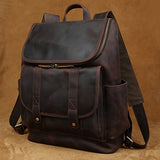 Polare Rustic Full Grain Leather 15.6" Laptop Backpack Travel Bag Schoolbag Adventure Bag