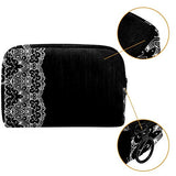 LORVIES Black And Lace Makeup Bag Toiletry Bag for Women Skincare Cosmetic Handy Pouch Zipper Handbag