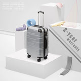 Coolife Luggage Expandable Suitcase 3 Piece Set with TSA Lock Spinner 20in24in28in (sliver)