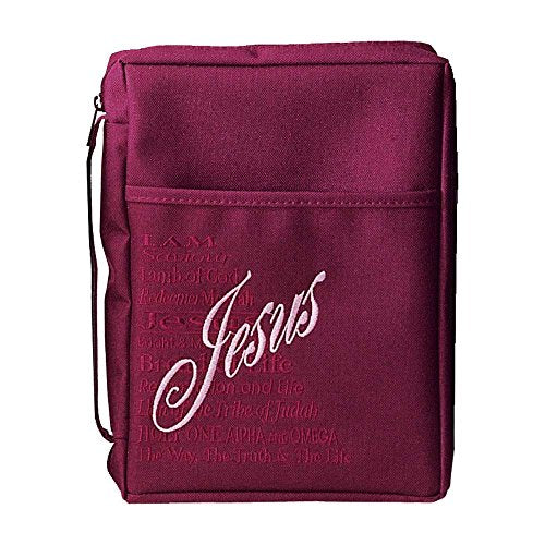 Burgundy Jesus 8.5 x 11 Embroidered Polyester Bible Cover Case with Handle X-Large