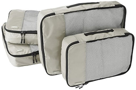 Amazonbasics 4-Piece Packing Cube Set - 2 Medium And 2 Large, Gray