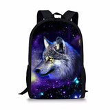 Bigcardesigns Galaxy Wolf Backpack For Boys School Book Bag Teenagers