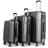 GHP 3-Pcs 20" 24" 28" Black Travel Suitcase Trolleys with TSA Lock & Aluminum Handle