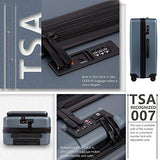 COOLIFE Luggage Suitcase Piece Set Carry On ABS+PC Spinner Trolley with Laptop pocket (Titanium gray, 20in(carry on))