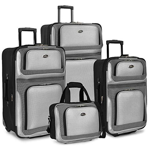 U.S. Traveler New Yorker 4-Piece Luggage Set in Silver Gray