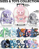 Naturally KIDS Medium Dinosaur Backpack - Dinosaur Toys for Kids 5-7 - Kids Backpack for Girls w Stuffed Animal - Gifts for 6 Year Old Boy - w Pockets & Reflective Logo - Backpack w Purple Triceratops