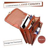 Banuce Small Vintage Full Grain Italian Leather Messenger Bag for Men Vertical Lock Business