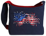 Dancing Participle Fireworks Flag Patriotic Embroidered Sling Bag