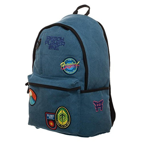 Soft Blue Patches Knapsack, Ready Player One Character Inspired Backpack With Gunter Patches, Gamer