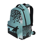 Backpack Travel Evening Moon Wolf School Bookbags Shoulder Laptop Daypack College Bag for Womens