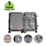 Travelking Aluminum Luggage Carry On Spinner Hard Shell Suitcase Lightweight Metal Suitcases (Grey,